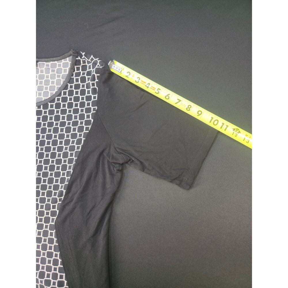 AGB Womens XL Black White Geometric Print 3/4 Sleeve Stretch Knit Blouse Top - Picture 6 of 6
